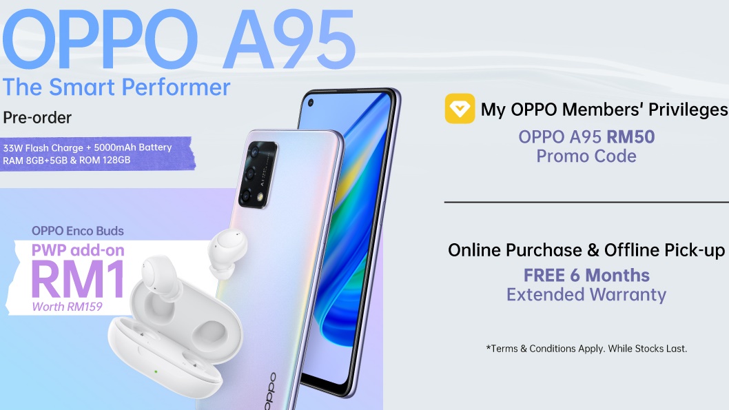 Oppo A95 Available for Pre-Order in Malaysia Soon With Freebies Worth RM486