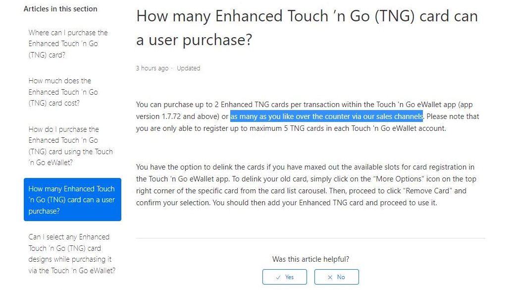 Enhanced TNG Card With NFC – Limited to 2 Cards Per Order, Demand ...