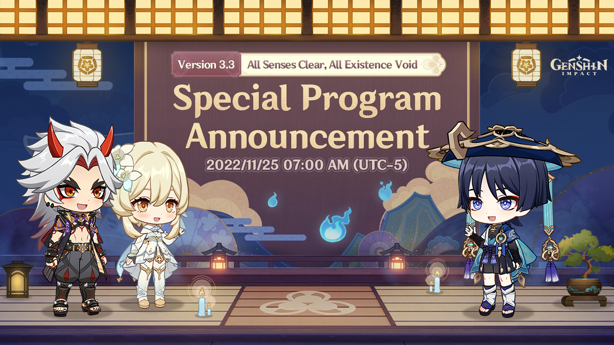 Genshin Impact 3.3 Livestream Set for 25 November With Wanderer & Arataki Itto