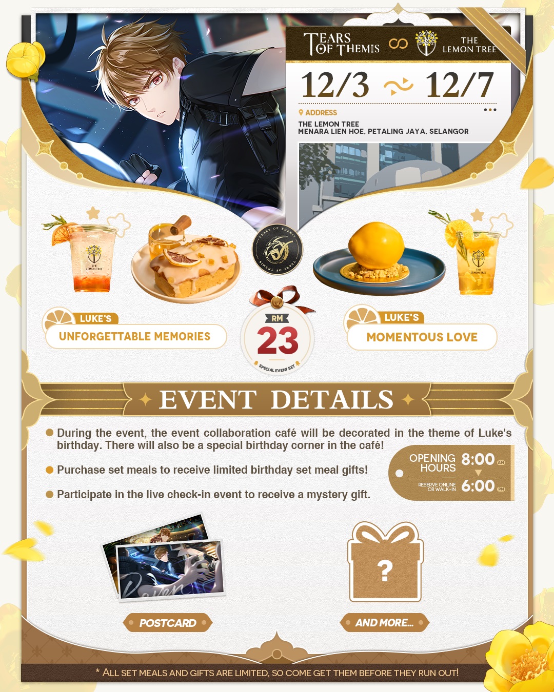 Tears of Themis Themed Cafe in Malaysia Happening Until 7 December