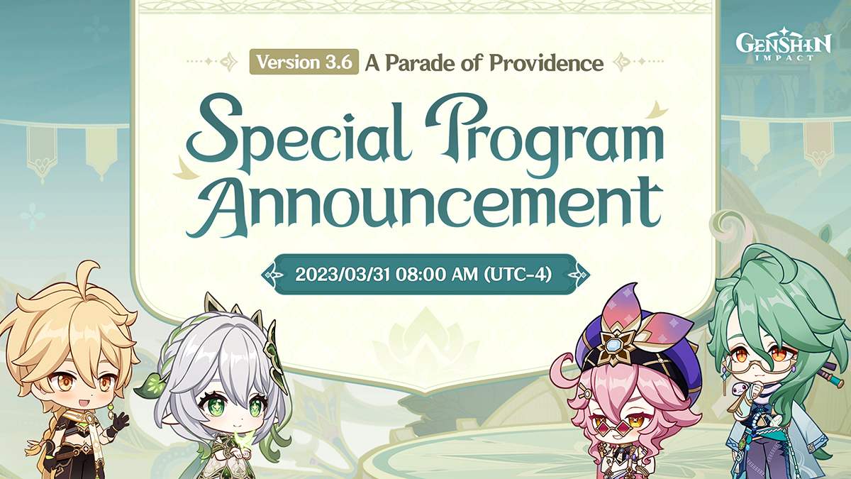 Genshin Impact 3.6 Livestream Set for 31 March With Baizhu, Nahida, Dori