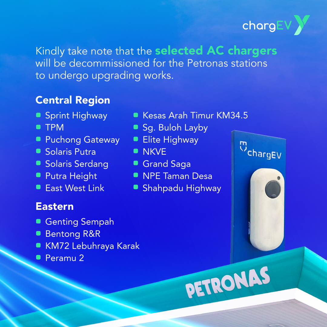 ChargEV Upgrading Older AC Chargers at 18 Petronas Stations
