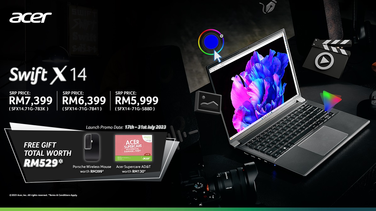 Acer Swift X 14 Now in Malaysia From RM5,999 – 120Hz OLED Display, Up to RTX 4050